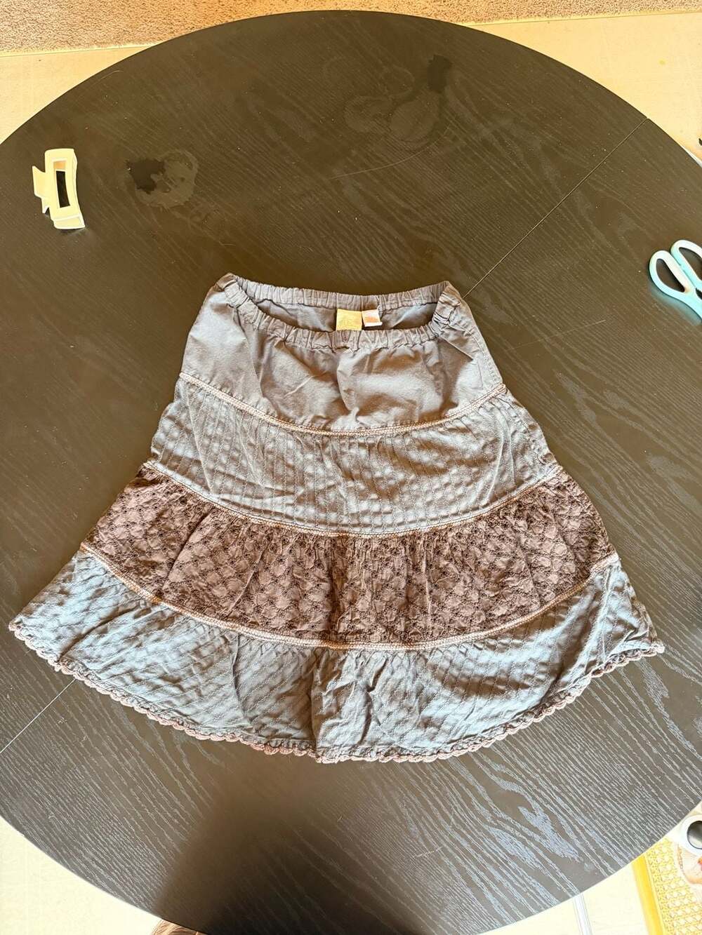 Vintage Y2K Roxy Girl Tiered Brown Cotton Midi Skirt
